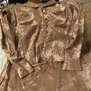2 piece dark gold skirt suit